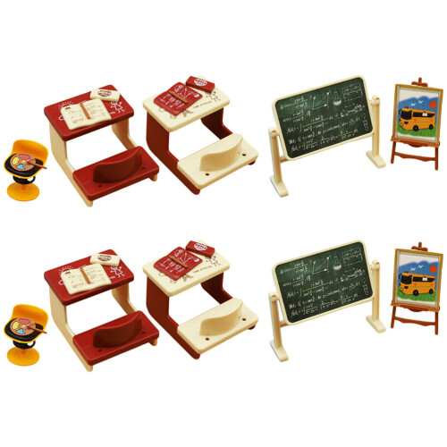 2 Set Mini Scrivania Per Con Lavagna E