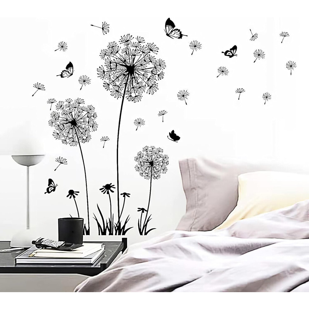 Dandelions And Butterflies Flying Wall Art, Perfect For Kids Room Decoration, Easy Apply Remove Reuse, Suitable For Smooth Flat Surfaces, 1 Set