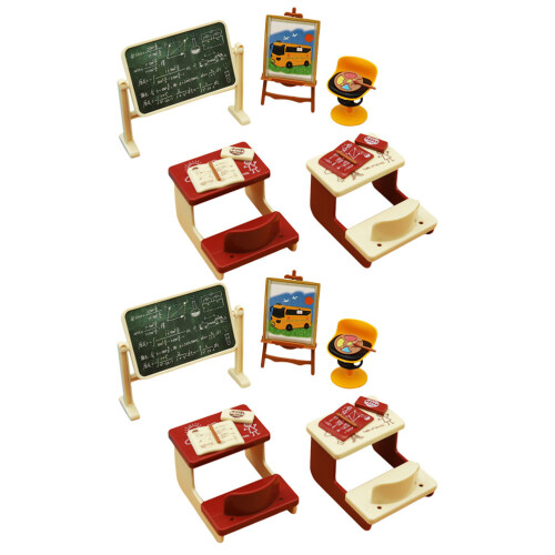 2 Set Mini Scrivania Per Con Lavagna E 2