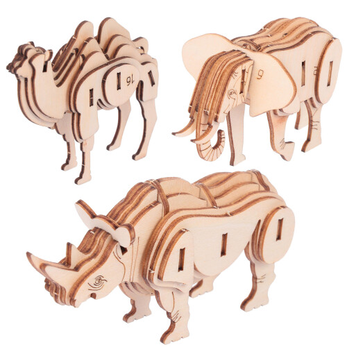 3 3D In Legno Animale Puzzle Kit Giocattoli Educativi