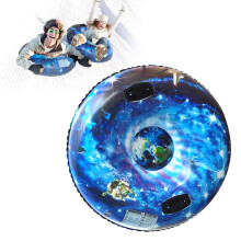 Inflatable Snow Tube with Handles, 47Inch HeavyDuty Sledge Tube for Kids and Adults, Giant Snow Tube for Family Winter