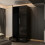 (Black, 90cm) 2 Door High Gloss Mirrored Wardrobe 3
