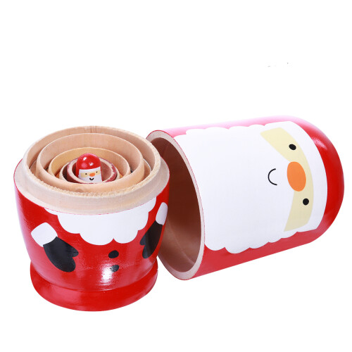 6 Stuks Kerstman Matroesjka Cadeau 1