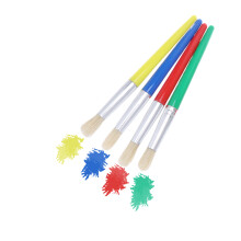 8 Pièces Pinceaux Peinture Enfant Tête Plate Ronde Pour Débutant