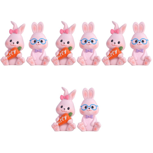 8 Pcs Miniature Fake Rabbit Figurine Cake Decoration 2
