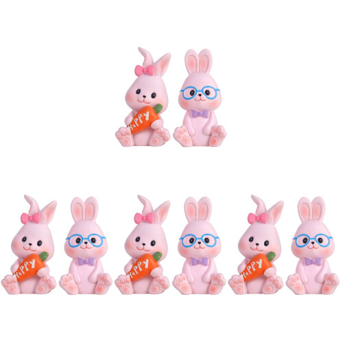 8 Pcs Miniature Fake Rabbit Figurine Cake Decoration 1