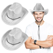 1Womens Hats Zilveren Disco Hoed Met Pailletten Feest