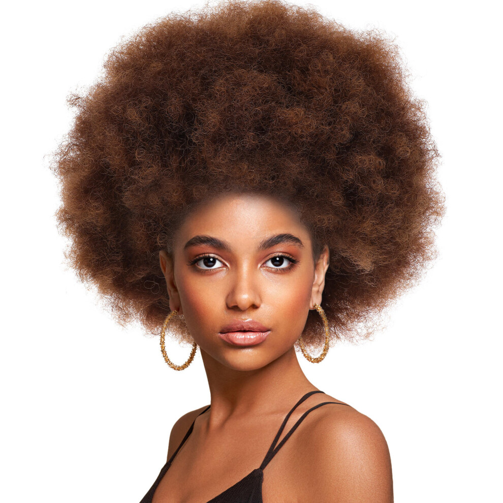 Ohphcall Unisex Black Short Curly Afro Wig For Women Heat Resistant Synthetic Hair