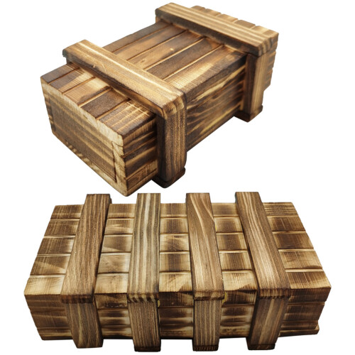 2 Pièces Boîte Bois Jouet Éducatif Compartiment Secret