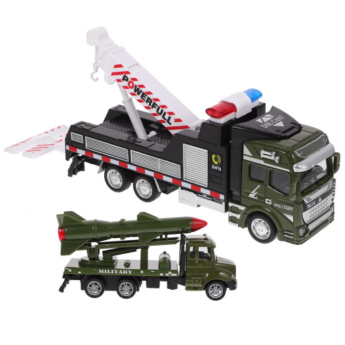 2 Kinderen Pull-Back Auto Militaire Truck Wrijving Aangedreven