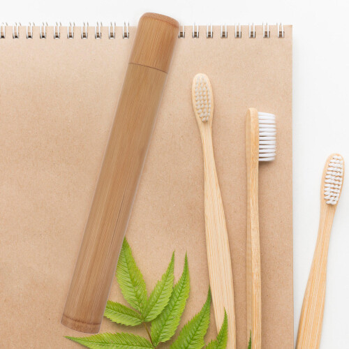 2 Pezzi Porta Spazzolino Viaggio In Bamboo Custodia 2