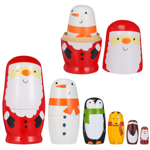6 Russe Natale In Legno Bambino
