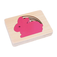 Puzzle In Legno 3D A Forma Coniglio Rosa