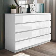 (Gloss White) Carlton 8 Drawer Chest Gloss Finish