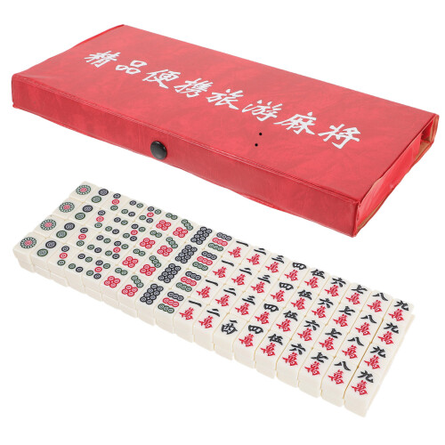 Mini Mahjong Set Travel Portable Tiles Kit