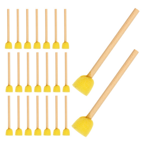 40 Spazzole Rotonde Con In Legno Per Pittura