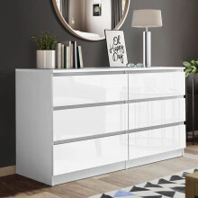 (Gloss White) Carlton 6 Drawer Cabinet Chest