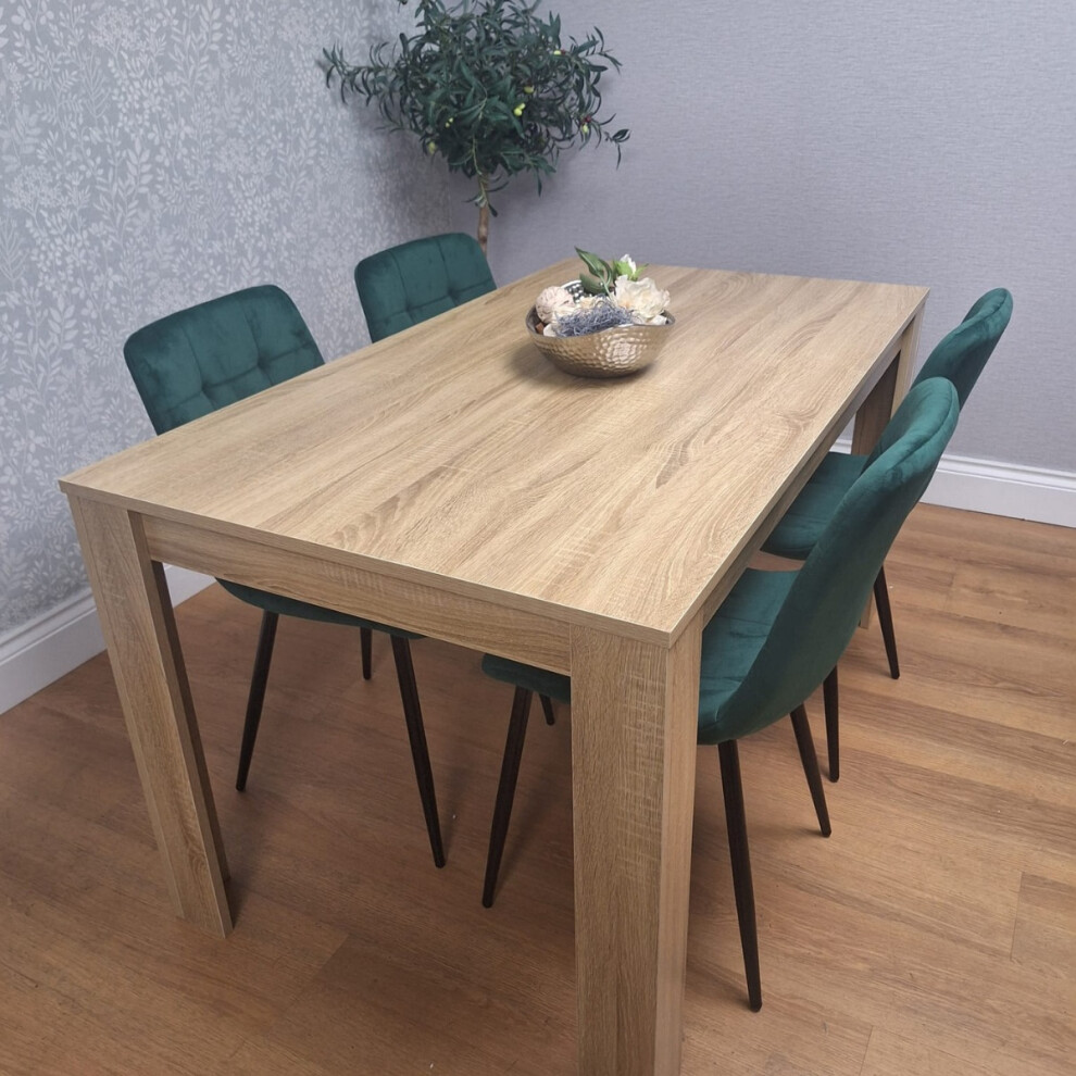 Dining Table and 4 Green Velvet Chairs Dining Room Furniture-image-OPC-PDWSYF9-NEW