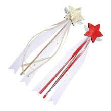 2St Stervormige Glitter Feeënstok Voor Kinderen Verkleedaccessoire