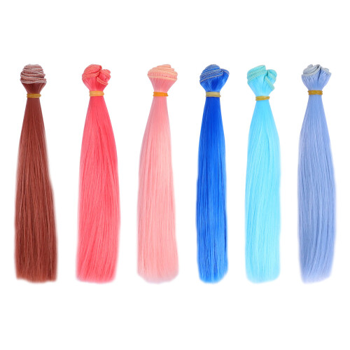 6 Unidades De Perucas De Cabelo Resistente Ao Calor Para Bonecas