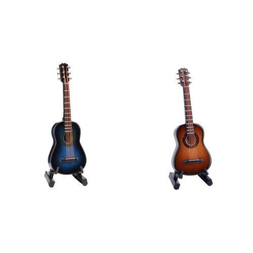 Guitarra Clássica Miniatura Azul Com E Suporte 2