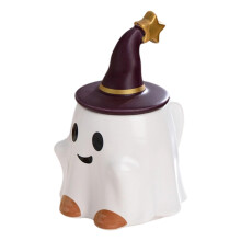Halloween Cup Ceramic Coffee Mug Purple Hat Cartoon White 14.5x17cm Small For Family And Glass Drinking Cups
