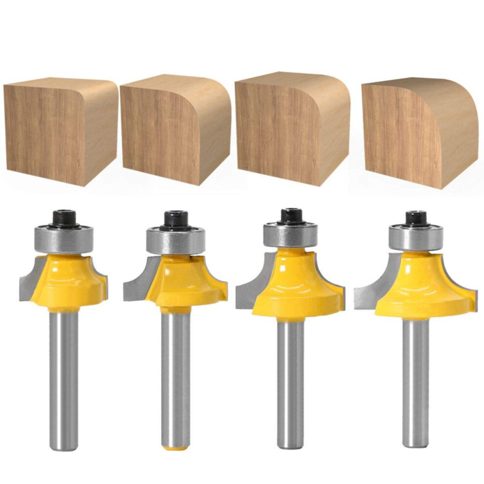 Roundover Router Bit Set, Bearing Guide Roundover Edging Cutter With Anti Kickback Design, Tungsten Carbide Precision Tools For Wood Mdf Acrylic Proje 9061222357380