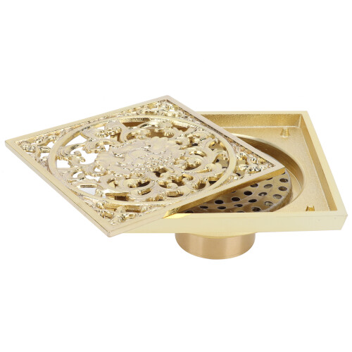 Αποχέτευση δαπέδου, 10x10cm Χρυσός χαλκός, Λεπτή στίλβωση που εξασφαλίζει ασφάλεια 1