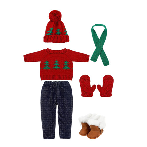Conjunto Roupa De Natal Para Com Suéter, Lenço E Chapéu