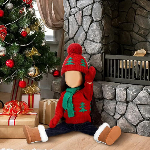 Conjunto Roupa De Natal Para Com Suéter, Lenço E Chapéu 2