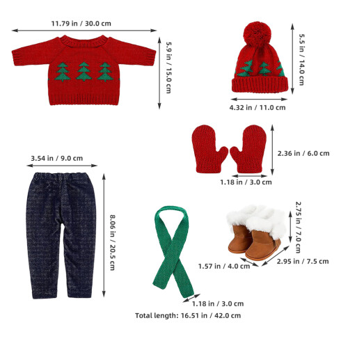 Conjunto Roupa De Natal Para Com Suéter, Lenço E Chapéu 1