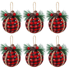 Festive Holiday Decorations, 9PCS Black & Red Christmas Ball Ornaments with Burlap Wrapped Pine Cones, for Merry Christmas Celebrations, Suitable for