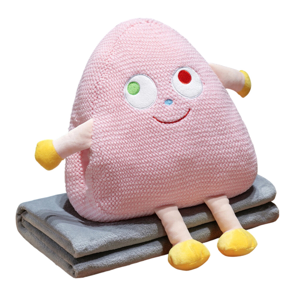 Soft Plush Pillow Cushion With Blanket and Hand Warmer for-Pink