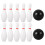 Miniature Bowling Set: 5.9Inch Plastic Pins And 2.7Inch Black Balls 1