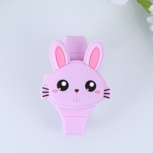 Silicone LED Cartoon Rabbit Shape Clamshell Electronic Watch Purple 2