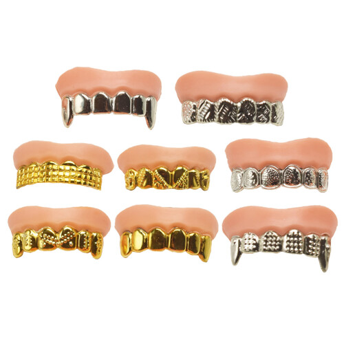 8Pcs Plating Fake Teeth For Halloween Party