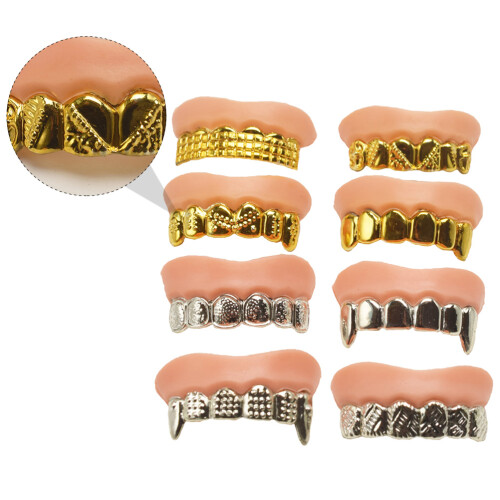 8Pcs Plating Fake Teeth For Halloween Party 2