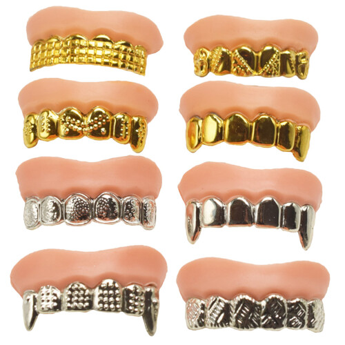 8Pcs Plating Fake Teeth For Halloween Party 1