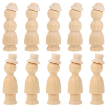 10 Pezzi Corpi In Legno Naturale Con Cappello