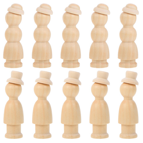 10 Pezzi Corpi In Legno Naturale Con Cappello