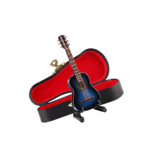 Blue Miniatura Chitarra In Legno Con Scatola Portaoggetti E Scaffalino
