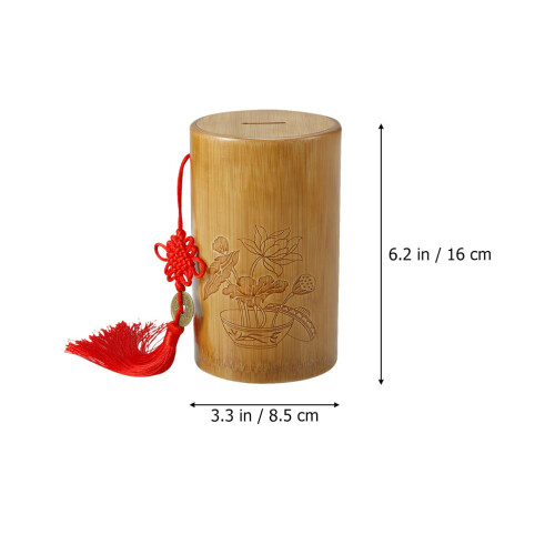Bamboo Coin Bank Estilo Chinês Para Moedas 1