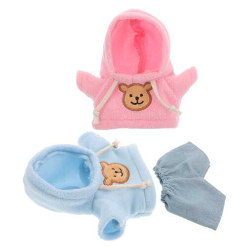 Conjunto De Roupas De Pelúcia Mini Urso: Capuz E Calças Para 20Cm
