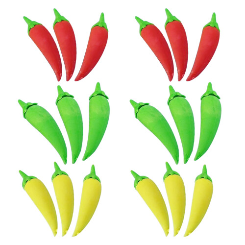 24Pcs Mini Borrachas Pimenta 3D Para Crianças
