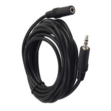 3 Metros 3,5 Mm Macho Para Fêmea Estéreo Com Conector Preto
