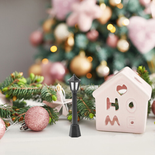 6 Miniaturas De Paisagem Microscópica E Luminárias De Rua Preto 1