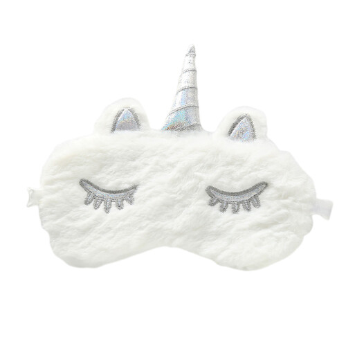 Horn Plush Sömnögonmask För Resa Vila (Vit)