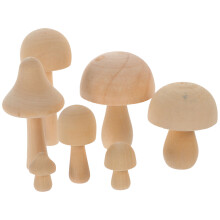 7Pcs Mini Svamp Hantverk Oavslutade Trädekorationer Diy Målning