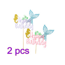 4Pcs Cake Toppers Sjöjungfru Sea Serie För Födelsedagsfest