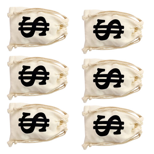 6 Unidades Saco Com Cordão Sinal Dólar Temático Caubói